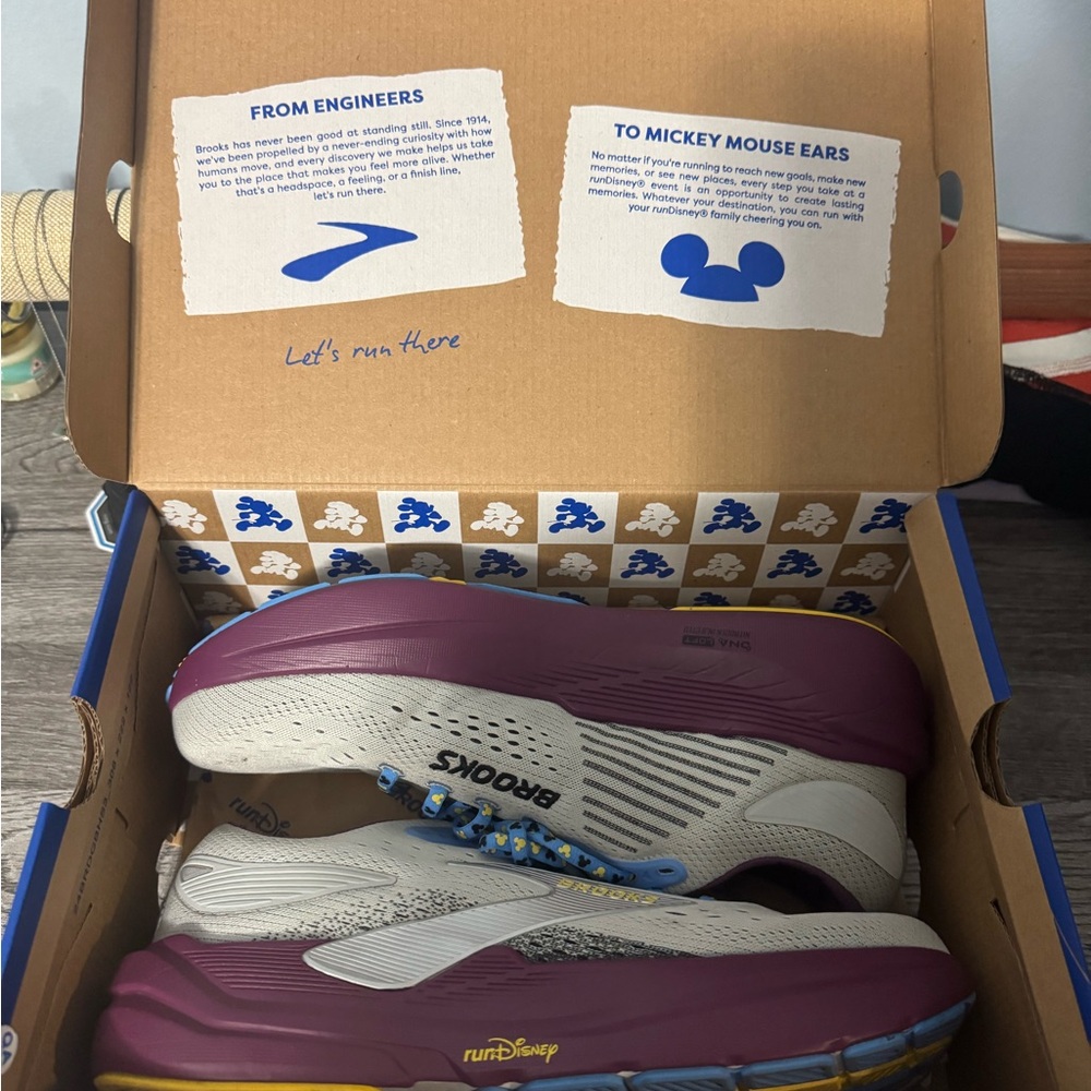 Brooks Run Disney Wine & Dine shoes Epcot - White and Purple